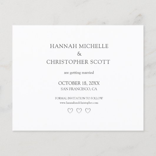 Budget Modernes Foto Elegantes Skript Save the Dat (Rückseite)