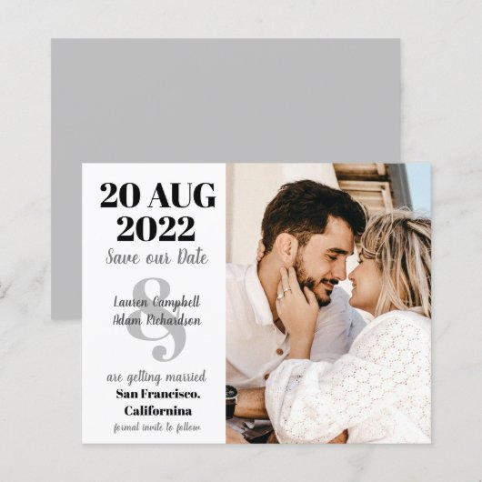 Budget Modernes Foto Hochzeit Save the Date (Vorne/Hinten)