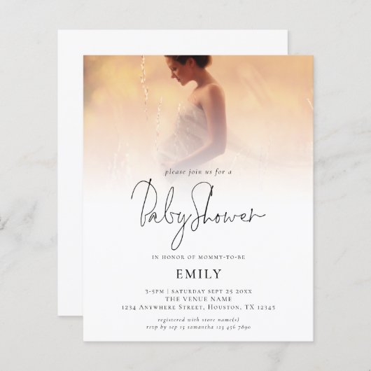 Budget Modernes Foto Overlay Kinderdusche Einladun (Vorne/Hinten)