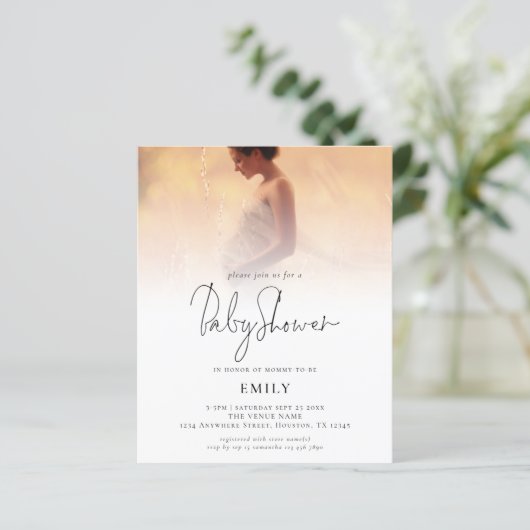 Budget Modernes Foto Overlay Kinderdusche Einladun (Stehend Vorderseite)