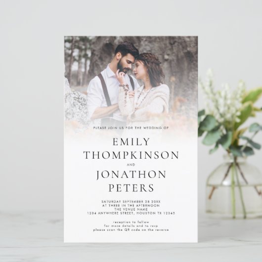 Budget Modernes Foto QR Code Hochzeitsempfehlung (Stehend Vorderseite)