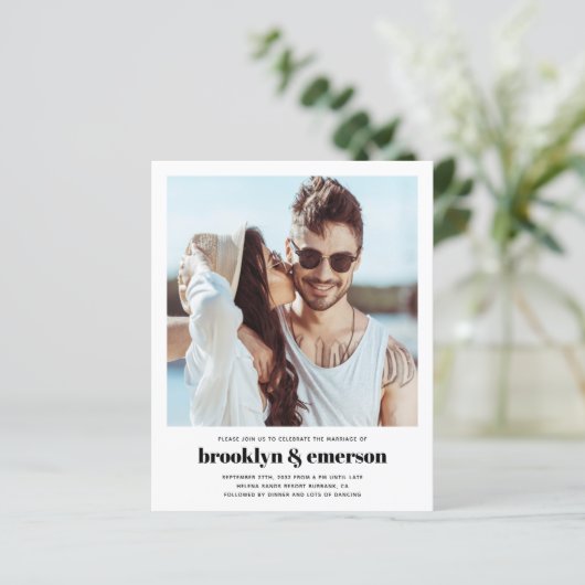 Budget Modernes Foto QR Code Hochzeitsempfehlung (Stehend Vorderseite)