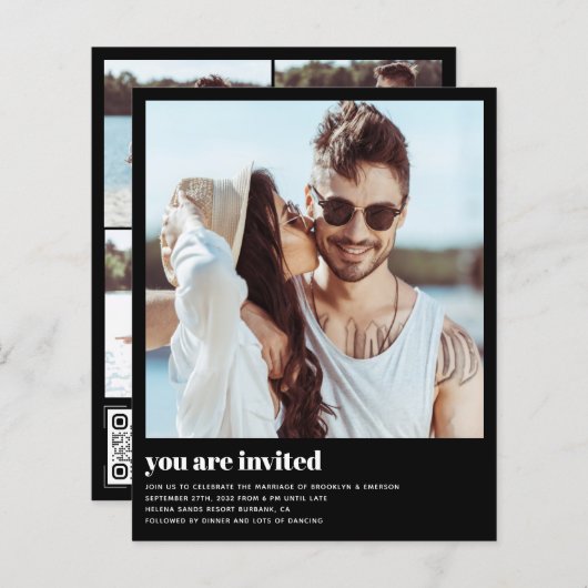 Budget Modernes Foto QR Code Hochzeitsempfehlung (Vorne/Hinten)