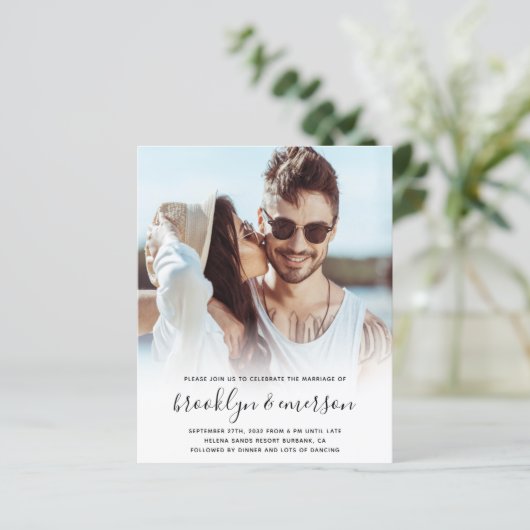 Budget Modernes Foto QR Code Hochzeitsempfehlung (Stehend Vorderseite)