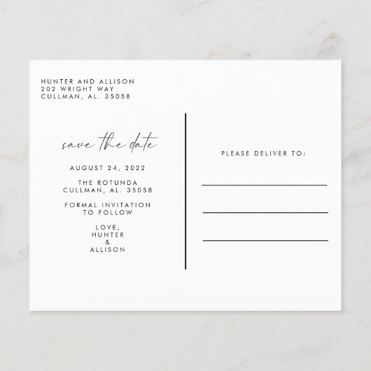 Budget Modernes Foto Save the Date PostCard Flyer (Rückseite)