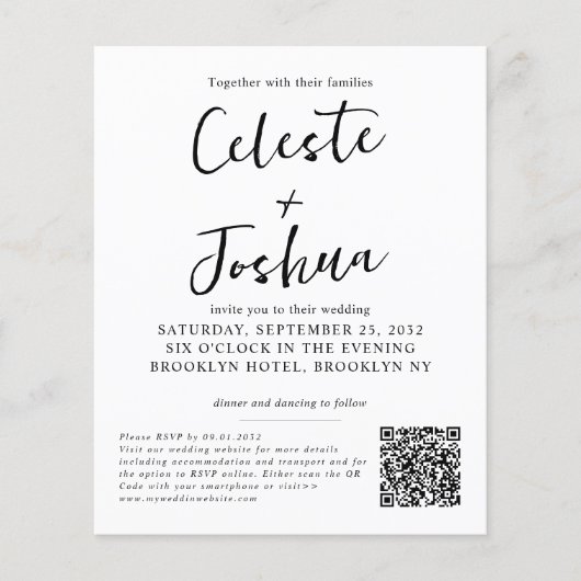 Budget Modernes Foto Script Name QR Code Hochzeit (Vorderseite)