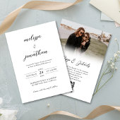 Budget Modernes Foto Script UAwg QR Code Hochzeit Einladung