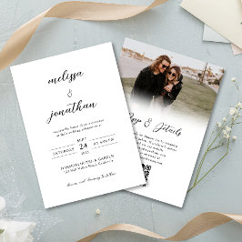Budget Modernes Foto Script UAwg QR Code Hochzeit Einladung