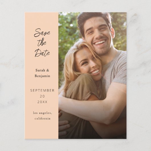 Budget Modernes Foto & Seite Save the Date - Peach (Vorne)