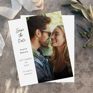 Budget Modernes Foto & Seite Save the Date - weiß