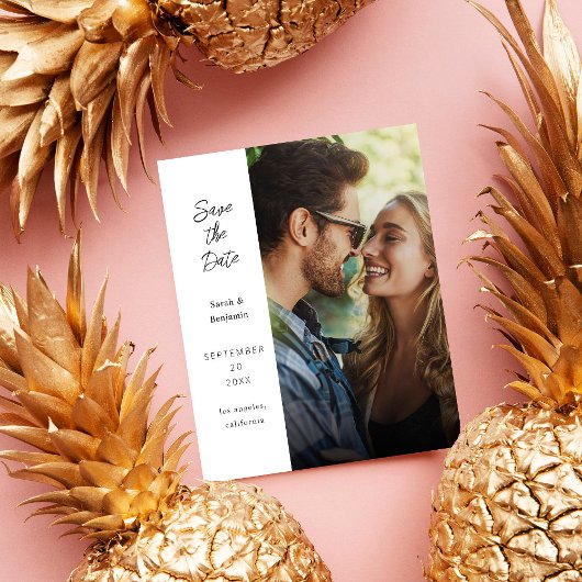 Budget Modernes Foto & Seite Save the Date - weiß