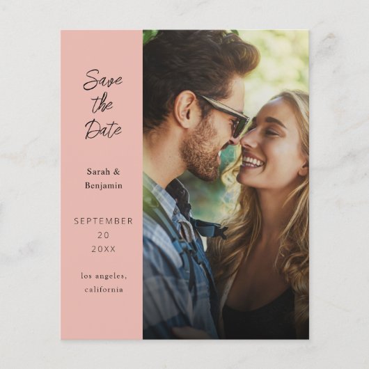 Budget Modernes Foto & Side Save the Date - Rose (Vorderseite)