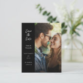 Budget Modernes Foto & Side Save the Date - Schwar (Stehend Vorderseite)