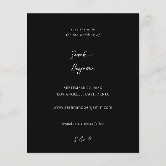 Budget Modernes Foto & Side Save the Date - Schwar Flyer (Hinten)