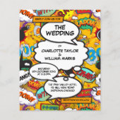 Budget Modernes Fun Comic Hochzeit Einladung (Vorderseite)