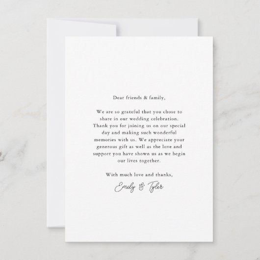 Budget Modernes kalligrafisches Skript Hochzeitssk Dankeskarte (Rückseite)