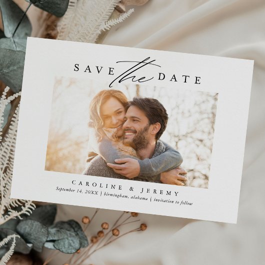 Budget Modernes kalligraphisches Foto Save The Date