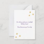 Budget Modernes Lila & Gold 3 Foto Merry & Bright Mitteilungskarte (Rückseite)