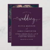 Budget Modernes Lila Violet Foto Hochzeit Einladun (Vorne/Hinten)