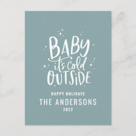 Budget Modernes, minimalblau-elegantes Skript Feiertagspostkarte