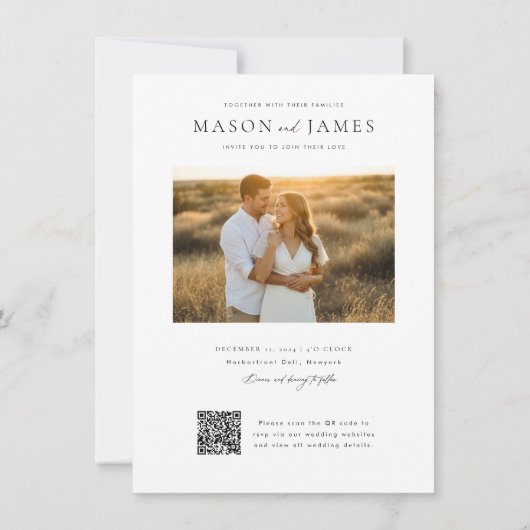 Budget Modernes Minimalistisches Foto QR Code Hoch Einladung (Rückseite)