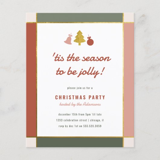 Budget Modernes Pastel & Gold Tree Weihnachtsfest (Vorderseite)