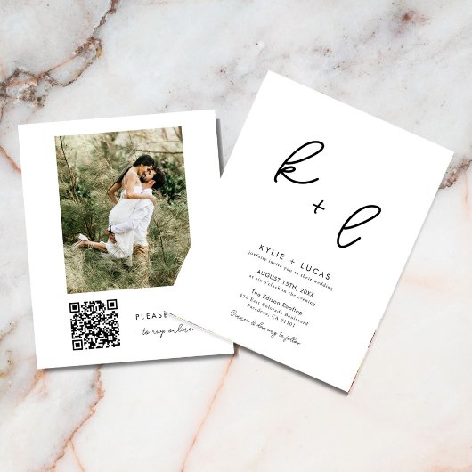 Budget Modernes QR Code Foto Hochzeit Einladung Flyer
