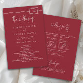 Budget Modernes Red Monogram Wedding Programm Flyer