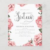 Budget Modernes rosa Blumengebäck Foto Süß 16 Gebu Flyer (Vorne)