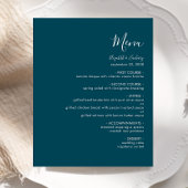 Budget Modernes Script Aquamarin Blue Wedding Menu