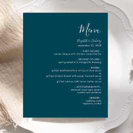 Budget Modernes Script Aquamarin Blue Wedding Menu