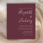 Budget Modernes Script Burgundy Wedding Einladung