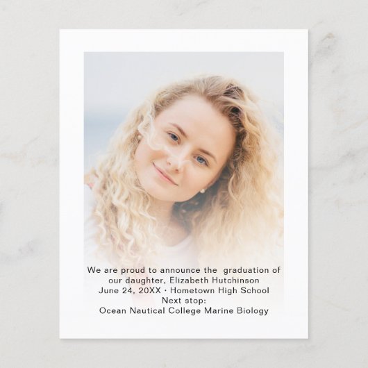 Budget Modernes Script Foto Abschluss Ankündigung (Rückseite)