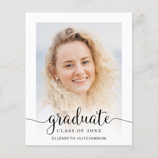 Budget Modernes Script Foto Abschluss Ankündigung (Vorderseite)