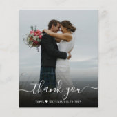 Budget Modernes Script Foto Hochzeit Danke Karte (Vorderseite)