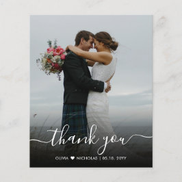 Budget Modernes Script Foto Hochzeit Danke Karte