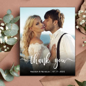 Budget Modernes Script Foto Hochzeit Danke Karte