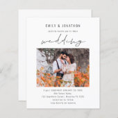 Budget Modernes Script Foto QR Code Hochzeit Einla (Vorne/Hinten)