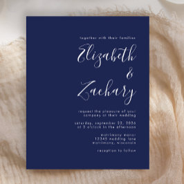 Budget Modernes Script Navy Blue Wedding