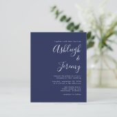 Budget Modernes Script Navy Blue Wedite Einladung (Stehend Vorderseite)