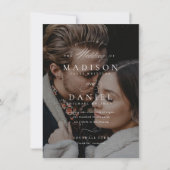 Budget Modernes Script QR Code Foto Hochzeit Einladung (Vorderseite)