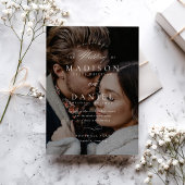 Budget Modernes Script QR Code Foto Hochzeit Einladung