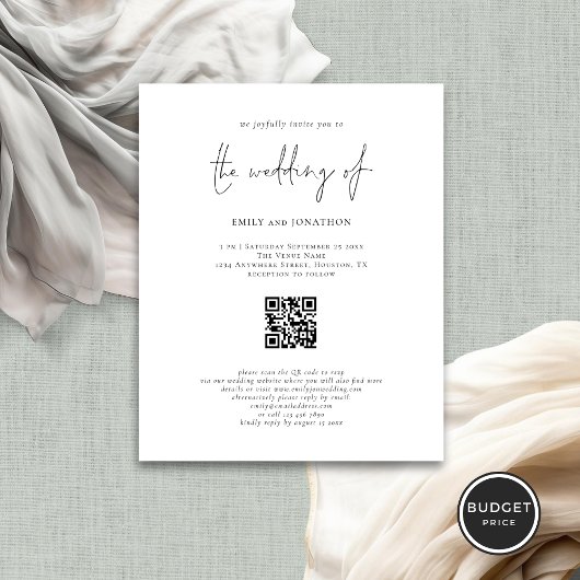 Budget Modernes Script QR Code Hochzeitsempfehlung
