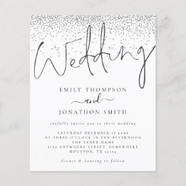 Budget Modernes Script Silver Glitzer Hochzeit Ein