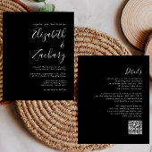 Budget Modernes Skript Black QR Code Hochzeit einl