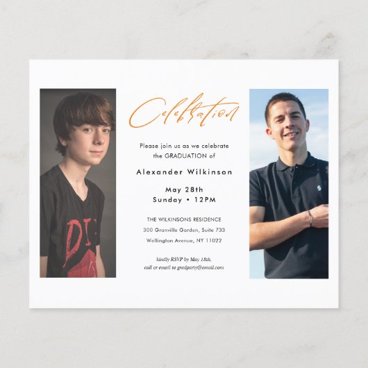 BUDGET Modernes Skript Einfache GRAD-Einladung Fot (Rückseite)