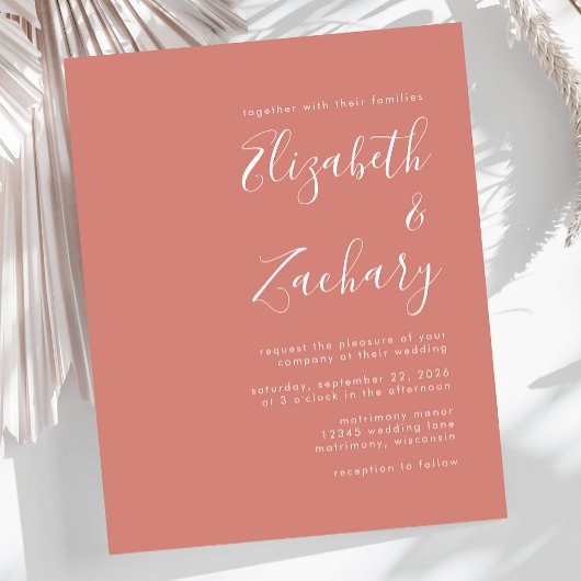 Budget Modernes Skript Terracotta Hochzeit Einladu