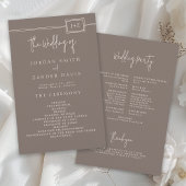 Budget Modernes Taupe Monogram Wedding Programm Flyer