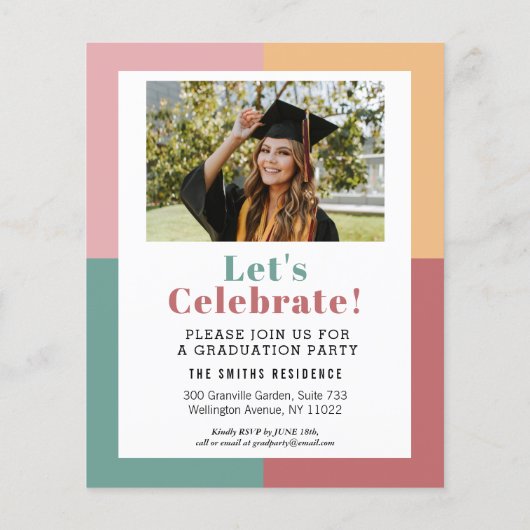 BUDGET Modernes, trendy Script Foto Grad Einladung Flyer (Hinten)