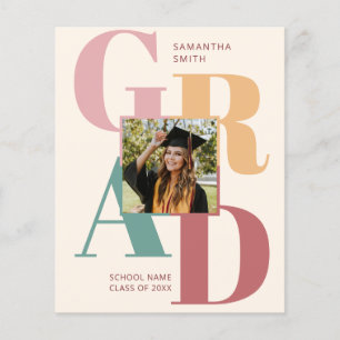 BUDGET Modernes, trendy Script Foto Grad Einladung Flyer